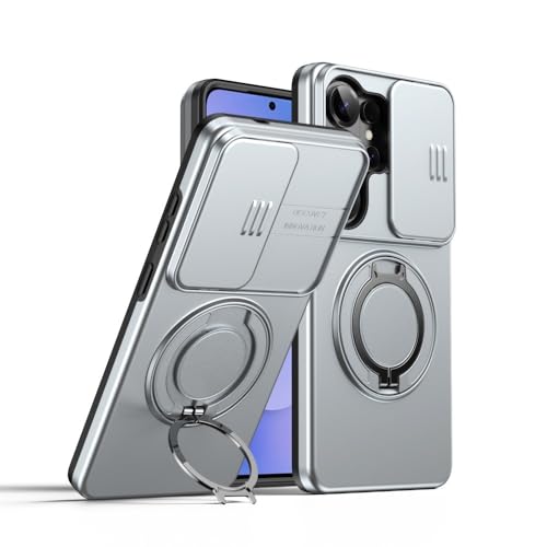 Coque rigide Samsung Galaxy A55 5G argent élégante en silicone et anneau premium