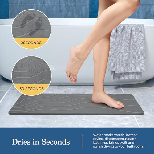 Pucun PUCUN-01 Stone Bath Mat Diatomaceous Earth Non-Slip Shower Mat,Quick Drying Diatomite Bath Stone Mat For Bathroom Floor -Super Absorbent,Natural thumb #2