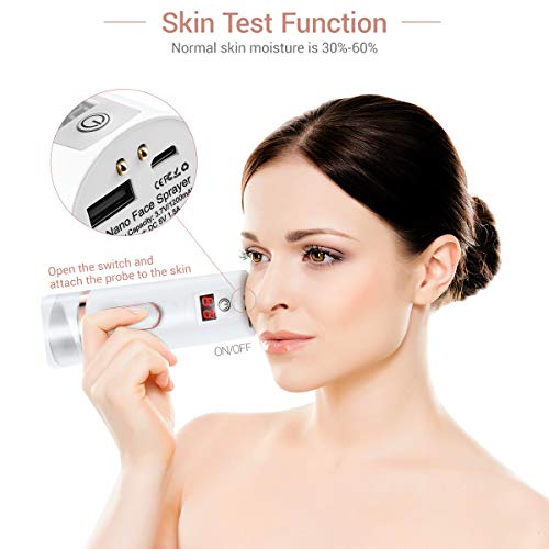 Frcolor Nano Face Mr Handy Cooling Water Sprayer Face Cool Mist Sprayer Steamer for Skin Care, Makeup Face Moisturising Hydration, USB Rechargeable Power Bank (White) - Image 4