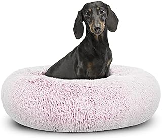 The Dogs Bed Sound Sleep Donut Dog Bed, Small Silver Grey Plush Removable Cover Calming Nest Bed
