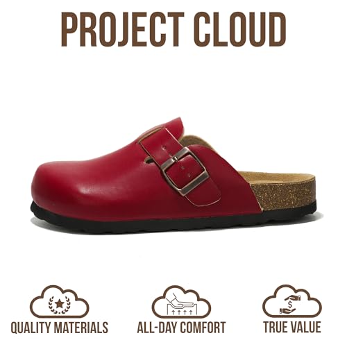 Image of Project Cloud 100% Genuine Leather Footbed Clogs for Women - Memory Foam Arch Support Slippers for Women - Trendy Slip-ons Women's Mules & Clogs Sandals