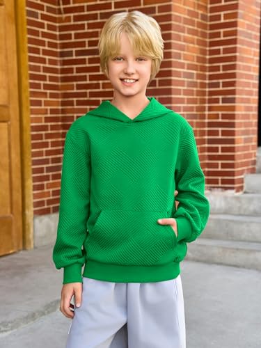 Haloumoning Boys Fashion Texture Hoodies Kids Hooded Long Sleeve Pullover Sweatshirts with Pocket 5-14 years2