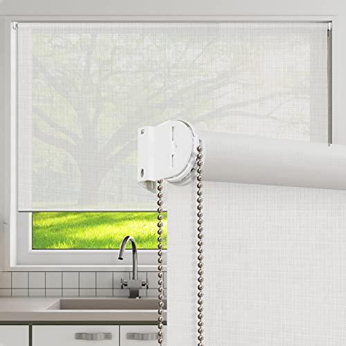 Made to Order White Sheer Window Roller Shades Blinds, Easy Installation for Home and Office