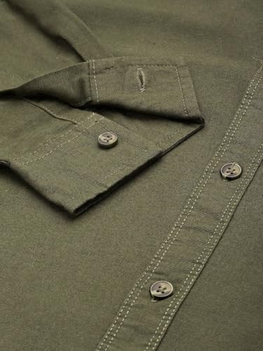 Image of The Indian Garage Co Men Regular Fit Solid Full Sleeves Cutaway Collar Casual Shirt