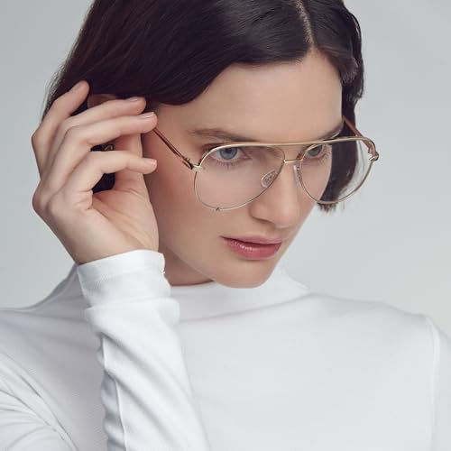 Image of Mad Shade Fashion Aviator Optical Glasses for Men & Women, Trendy Classic Gold Metal Frame Clear Lenses, Lightweight Durable Eyewear