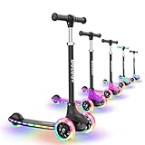 BELEEV A6 Patinete Niño 3-8 Años con LED Luces Ruedas & Deck, Patinete 3 Ruedas 4 Altura Ajustable, Cubierta Antideslizante Scooter, Patinete Ligero Marco Resistente, Patinete Niño Niña6 años