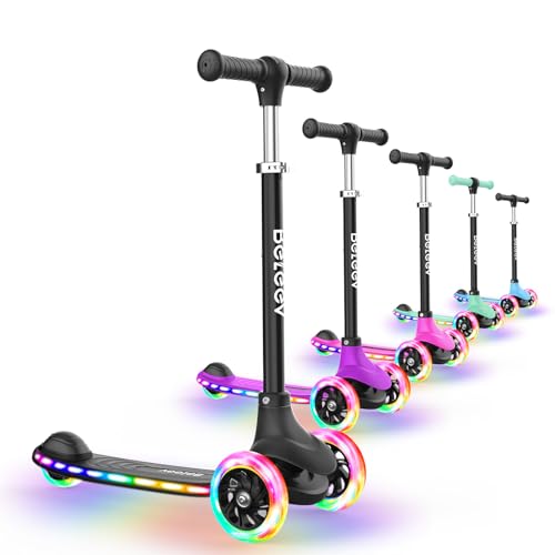 BELEEV A6 Monopattino Bambino 3-8 Anni, LED Ruote Illuminate & Deck, Monopattino 3 Ruote per Bambina...