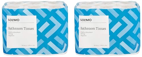 Image of Amazon Brand - Solimo 3 Ply Toilet Paper /Tissue Roll - 12 Rolls (160 Pulls Per Roll) (Pack of 2)