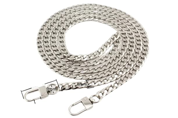 Urban Creation Shoulder Cross Body Chain for Bag Wallet Purse Handbag Chain Strap with Clip Replacement Nickel Size-47.52''(Silver) 1Pcs-image-43