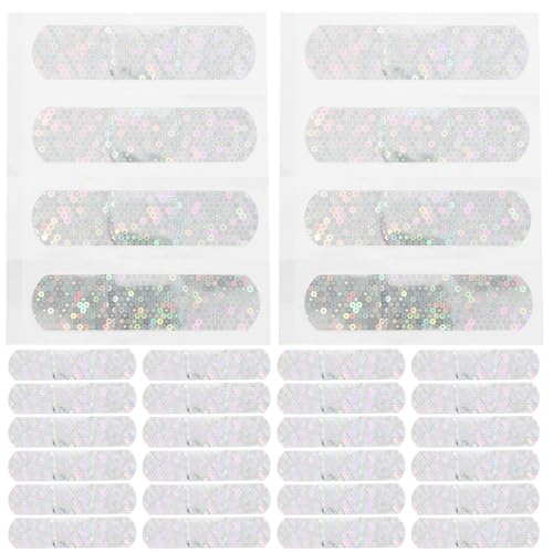 Kichvoe 50pcs Glitter Bandages Waterproof Adhesive Patches 72x19mm Colorful Flashing