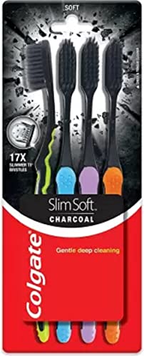 Image of Colgate Slim Soft Charcoal Extra Soft Manual Toothbrush for adults(4 Toothbrushes)