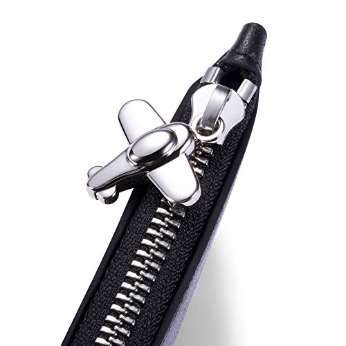 Image of HISCOW Pocket Card Holder 5cc with Zip - Full Grain Leather (Zippered Black)
