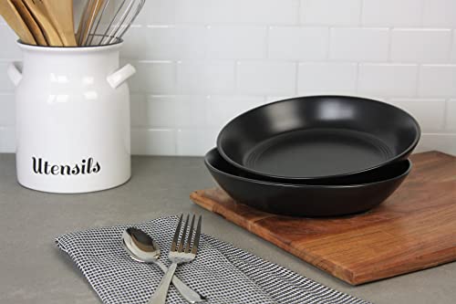 Double Line 9.5"/36 Oz Dinner Bowl, Set Of 2, Matte Black #TOP2