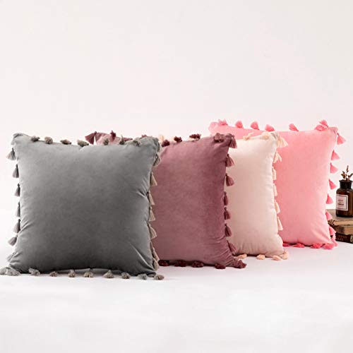 Housse de coussin velours doux gris de qualité premium pour lit