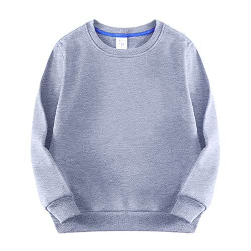 Kids Boy Girl Pullover Hoodie Pullover Sweatshirt T-Shirt Kids Toddler Crewneck Long Sleeve Tshirts (Grey, 5-6 Years)