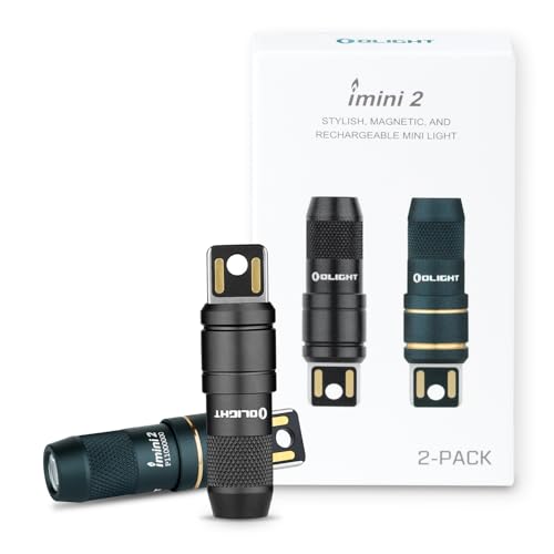 OLIGHT 2 Pack IMINI 2 EDC Rechargeable Keychain Flashlight, 50 Lumens Compact and Portable Mini LED Keyring Lights with Built-in Battery Ideal for Everyday Carry and Emergencies（Black+Dream