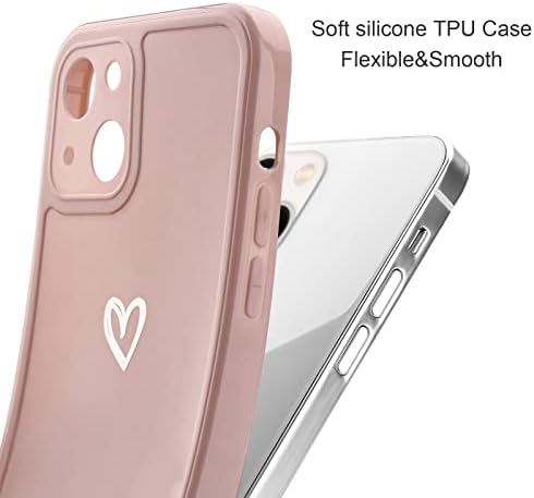 Micoden for iPhone 13 Phone Case Cute Girls Silicone Shockproof Protective Bumper Cases with Love Heart Pattern Design for iPhone 13 Pink