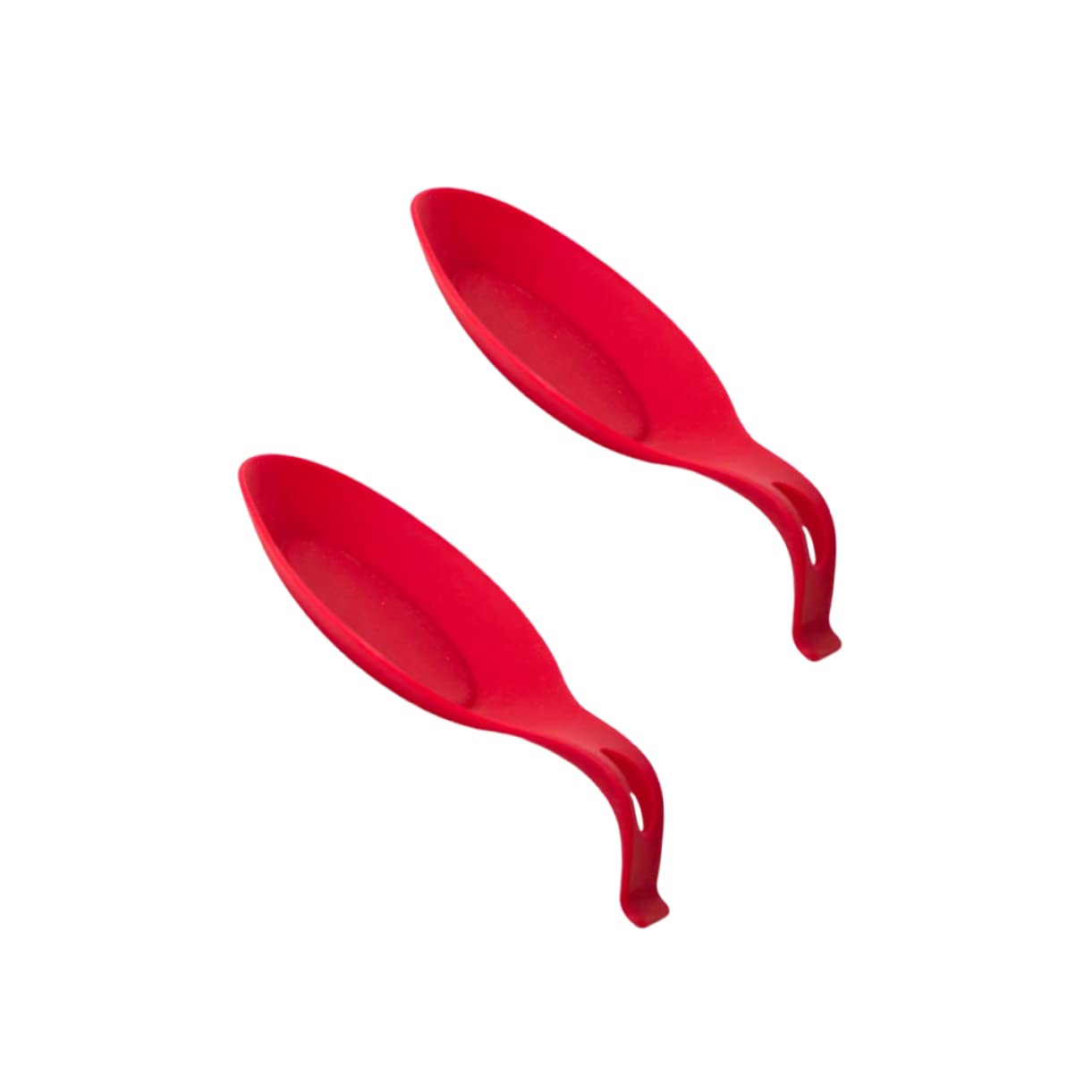 GRIRIW 2pcs Heat Resistant Silicone Spoon Rest Flexible Utensil Holder for Kitchen Dining Table and Restaurant Use Easy to Clean Spoon Mat Red