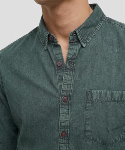 Image of Amazon Brand - INKAST Men Washed Cotton Twill Denim Casual Button Down Shirt | Full Sleeves | Regular Fit | Stylish Summer - Everyday Wear