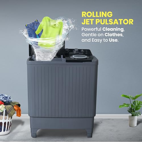 Image of Power Guard 8.5 kg, 5 star, Semi-Automatic Top Load Washing Machine, Air Turbo Drying, Dark Gray)