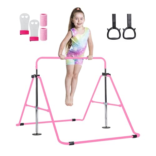 Tiny Tumblers Gymnastics Bar for Kids with Rings and Hand Grips