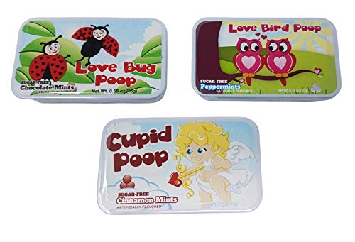 Valentine's Day Poop Mints - V-Day Novelty Sugar-Free Candy Mint Tins Gag Gifts (Set Of 3) Funny Valentine Idea For Adults, Teens, Kids