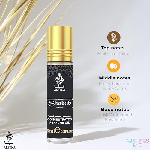 Image of ALEYNA SHABAB Attar Roll-On Perfume, 6ml, White Citrus Floral Fruity Musk Amber Woody Fragrance, Non-Alcoholic, For Men & Women