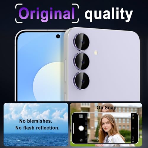 Casetego for Galaxy S25 FE Camera Lens Protector,9H Hardness,Scratch Resistant,Ultra-thin Tempered Glass,Metal Individual Camera Cover for Samsung Galaxy S25 FE,Case Friendly,Light Deep Purple - image 4