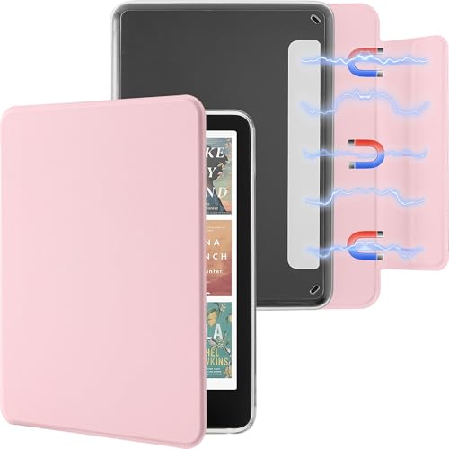 Litvana Abnehmbare Magnetische Hülle für 7 Kindle Paperwhite 12. Generation 2024 & Kindle Colorsoft 2024/2025 Schlanke PU Hülle mit automatischem Wake/Sleep Pink