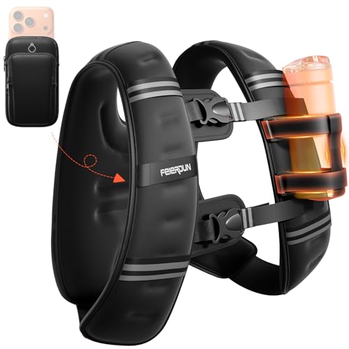 FEIERDUN 3-IN-1 Weighted Vest Woman Man with Hydration, 20lb/12lb/8lb Chest-friendly Adjustable Weight Vest for Walking Running Workout Black-8lb-Beginner-friendly