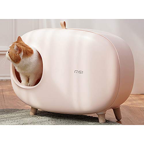 Dvuboo Arenero para Gatos Plástico Autolimpiable Desodorante A Prueba de Salpicaduras Semicerrada Plástico Aseo Gato, Reutilizable Fácil de Limpiar Inodoro Gato,Rosado