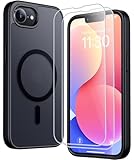 SPIDERCASE for iPhone 16e Case for iPhone 17e Case, Magnetic Translucent Matte Case with 2PCS Tempered Glass Screen Protector Slim Phone Case for iPhone 16E/17E 6.1'', Black