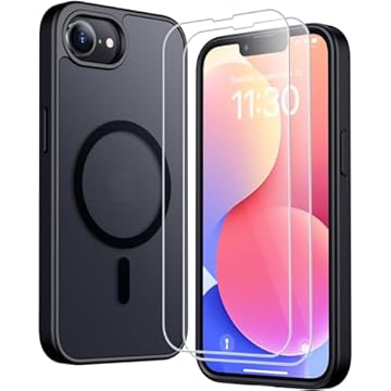 SPIDERCASE Capa projetada para iPhone 16e, capa fosca translúcida magnética com 2 peças de protetor de tela de vidro temperado antiimpressões digitais, capa fina para iPhone 16E 2025 de 6,1 polegadas,