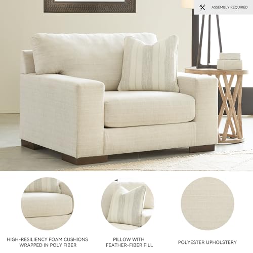Image of Signature Design by Ashley Maggie Oversized Chair, Cozy Chair and a Half, Contemporary Chenille Fabric Accent Armchair for Living Room Reading, Birch Beige, 51 inch W