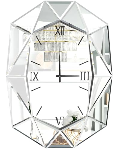 Large Oval Art Deco Mirrored Wall Clock product