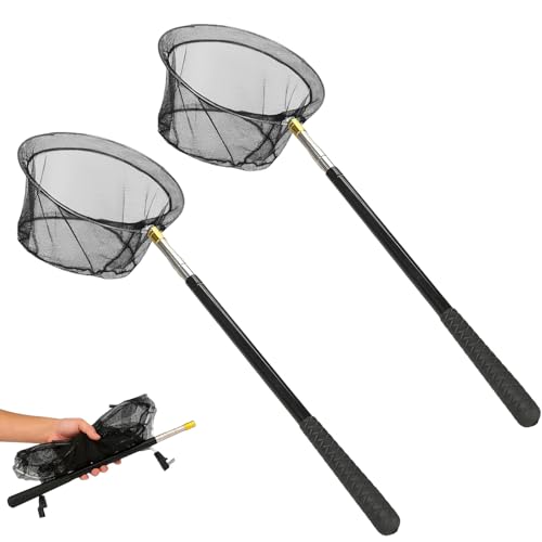 MEYAGOT 2 Unidades de Red de Pesca de Goma, Telescópica, 151 cm, Con Red Plegable, Para Adultos y Niños