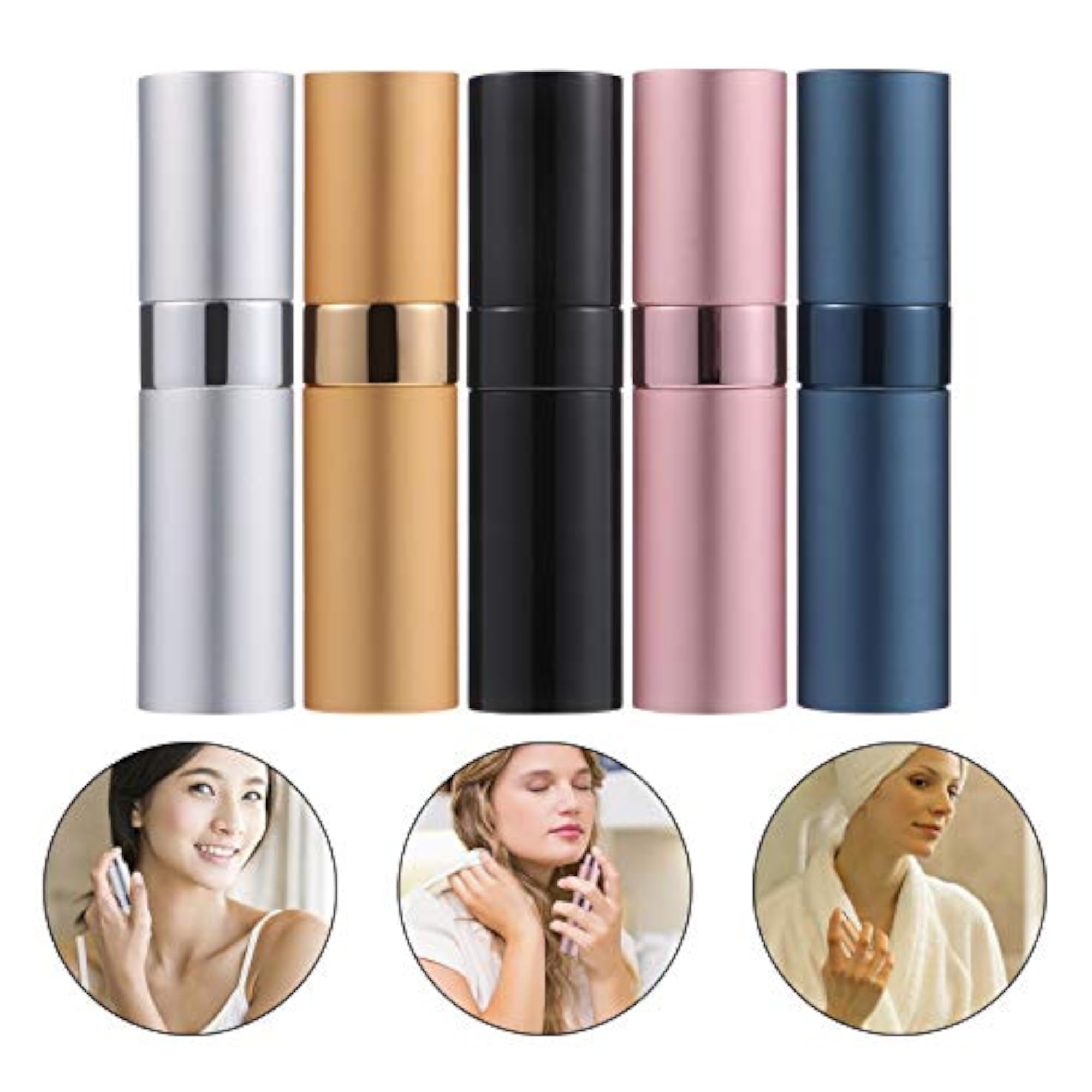 5Pcs 8ML Portable Refillable Spray Aluminum Bottles