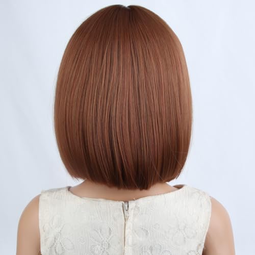 Image of PATTNIUM Dark Orange Wigs Short Bob Wig Women Cosplay Party Synthetic Rose Net Daily Wear Wig