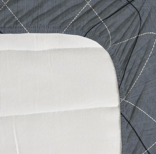 Image of Premium Cotton Fitted Bedsheet King Size 78 x 72 x 8 Inches with 2 Pillow Covers | 220 TC | All-Around Elastic Deep Pocket Bed Cover | Charcoal Grey Linear Check