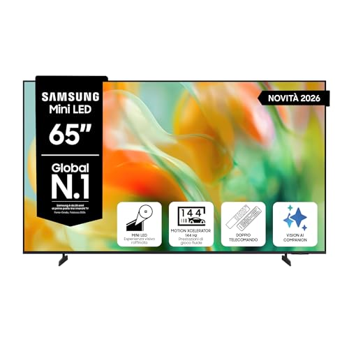 Samsung Smart TV 65" UE65M80HAUXZT Mini LED 4K, HDR 10+, Motion Xcelerator 144Hz, Adpative Sound+, AI Football Mode, Voice Control with AI(VAC), Alexa Built-in, PACCHETTO INTRATTENIMENTO, 2026