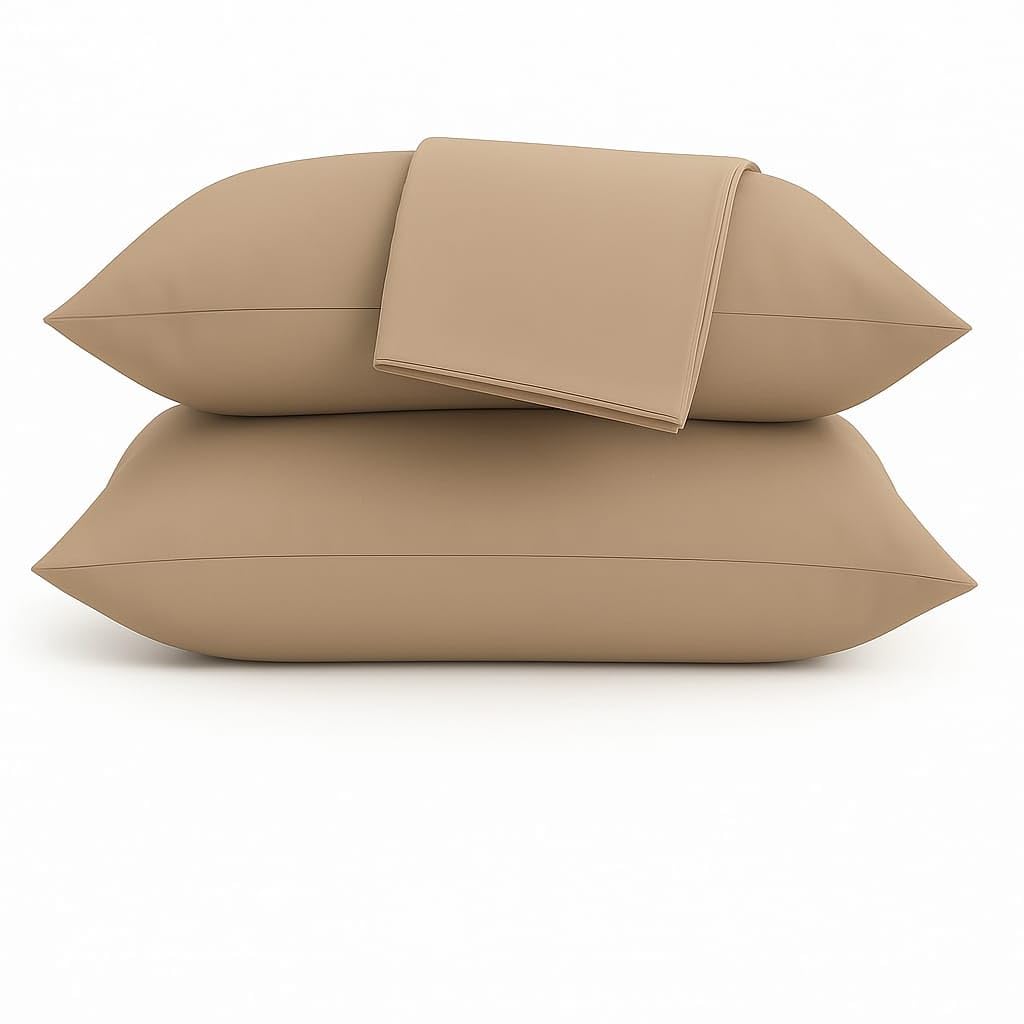 Set 2 Federe Cuscino 50x80 cm – 100% Cotone Morbido e Traspirante – Antipiega, Antiacaro, Lavabili – Naturale per Letto Singolo o Matrimoniale" (Tortora)