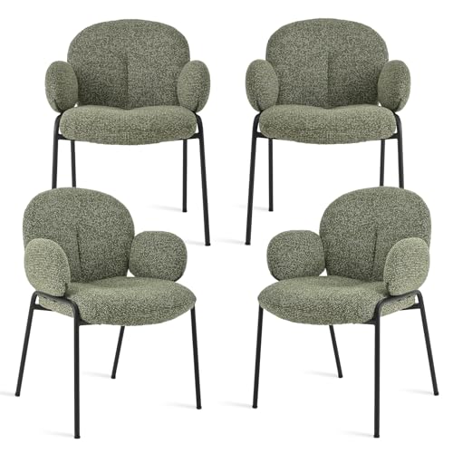 Goeurvant Lot de 4 chaises de Salle à Manger Vert Sapin avec accoudoirs - Chaises rembourrées Modernes avec Dossier,Pieds réglables en Hauteur,chaises de...