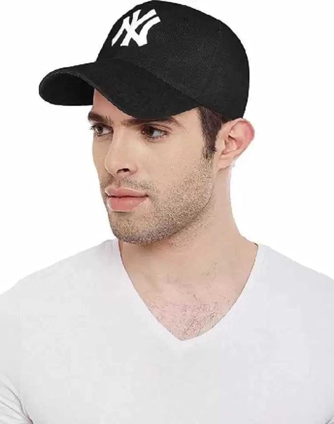 Image of SELLORIA Brand A Unisex N-Y Baseball Cap Comfortable Adjustable Cap with Stylish Sports caps for Men, Summer Sports Cricket Gym Dance Cotton Free Size Fashion Baseball Cap Pack 2 Multicolour