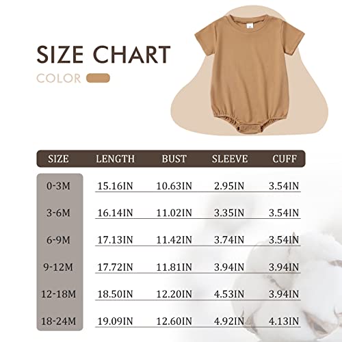 Sobowo Baby Bubble Romper Infant Boy Girl Solid Crewneck Short Sleeve Oversized One-Piece T Shirt Onsies Pullover Summer Clothes(Brown, 12-18 Months) #TOP5