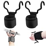 Ganci Palestra, Straps Palestra de Regolabili, Ganci per Sollevamento Pesi, Polsini Palestra con Ganci Curvi,Unisex Rally per L'Allenamento Della Forza per Bodybuilding Fitness Pull up Manubri,2 Pezzi
