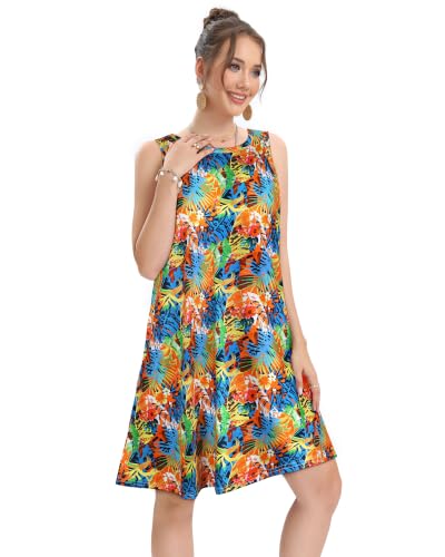 Image of elescat Women's Summer Dresses Casual Sleeveless Loose Sundress with Pocket