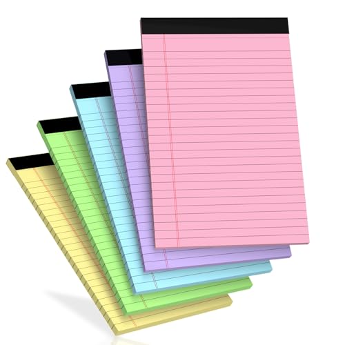 5 pcs Note Pads Legal Pads 5x8, Notebook College Ruled, Colored Legal Notepads, 5 Pack Micro Perforated Writing Pads, Lined Paper Pads, Pad of Paper for Office Home School, 30 Sheets/Pack