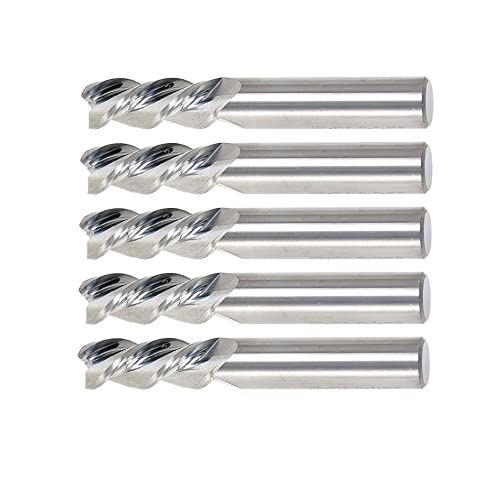 Image of kimllier 5Pcs 3 /8 Inch 3 Flute 45 Degree Helix Alu-Power Carbide Square High Speed End Mill Set