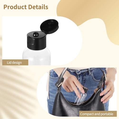 100 Pack 2 oz Plastic Empty Travel Bottles with Flip Cap 60ml Travel Size Containers Portable Leak Proof Clear Plastic Bottles Refillable Dispensing Bottles for Liquid Shampoo Lotion Black3