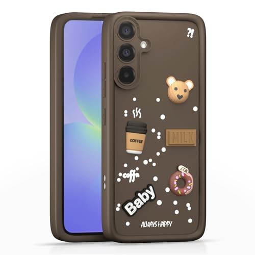 Image of Pikkme Back Cover for Samsung Galaxy A36 5G | Cute Fun Cartoon 3D Bear Silicone Full Body Protection Bumper Case (Brown)